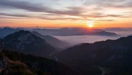 Fototapeta premium Mountain landscape at sunset