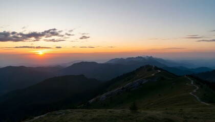 Fototapeta premium Mountain landscape at sunset