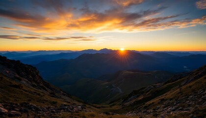 Mountain landscape at sunset