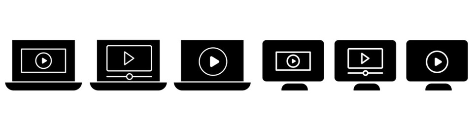 Video file icon vector set. Watch video illustration sign collection. Online symbol. Watch logo.