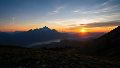 Mountain landscape at sunset