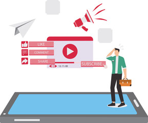 Social media specialist, content marketing strategy to increase sales or revenue, content management to reach target audiences, man with tablet analyzing viral marketing content