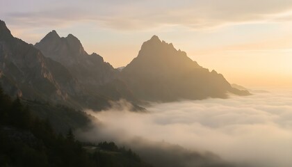 Obraz premium Mountain landscape at sunset