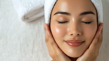 Relaxation techniques for skin care spa setting portrait serene environment close-up view wellness concept