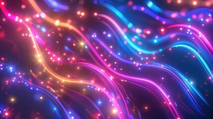 Obraz premium Vibrant abstract waves of light in a colorful digital design.