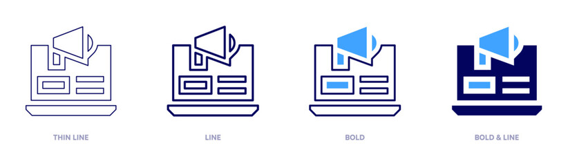 Marketing campaign icon in 4 different styles. Thin Line, Line, Bold, and Bold Line. Duotone style. Editable stroke