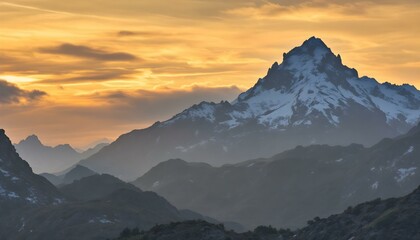 Mountain landscape at sunset