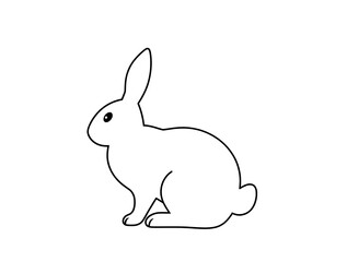 Cute Bunny Rabbit Line Art Illustration