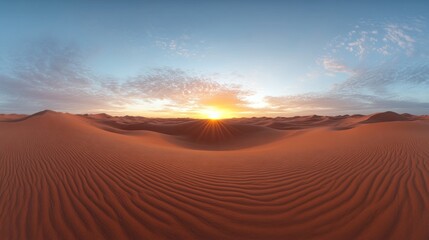 Desert sunset panorama, sand dunes, 360? view, game background