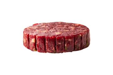 Raw beef patty ready for grilling delicious meal preparation