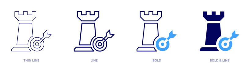 Marketing objectives icon in 4 different styles. Thin Line, Line, Bold, and Bold Line. Duotone style. Editable stroke