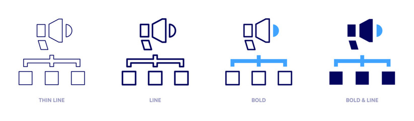 Marketing resources icon in 4 different styles. Thin Line, Line, Bold, and Bold Line. Duotone style. Editable stroke
