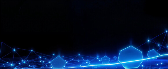Fototapeta premium A glowing blue hexagonal grid representing a futuristic digital network and high-tech connectivity.