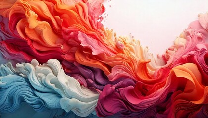 abstract liquid wallpaper 3d background with red and orange color with blank white at side