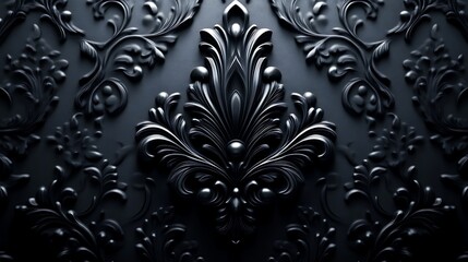 Dark Elegant Floral Embossed Wall Decor Design