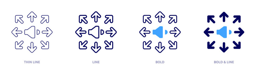 Visual marketing icon in 4 different styles. Thin Line, Line, Bold, and Bold Line. Duotone style. Editable stroke
