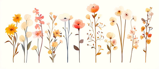 Delicate watercolor floral illustration capturing nature serenity with soft pastel hues and intricate details