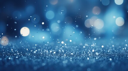 Magical Winter Nights with Twinkling Lights and Sparkling Snowflakes in a Dreamy Blue Atmosphere