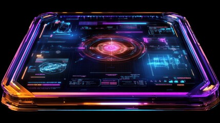 Obraz premium Futuristic Holographic Interface: A Cyberpunk-Style Digital Display