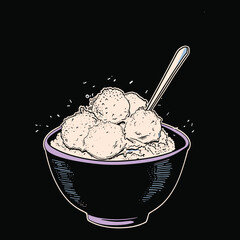 elegant illustration of ice-cream bowl