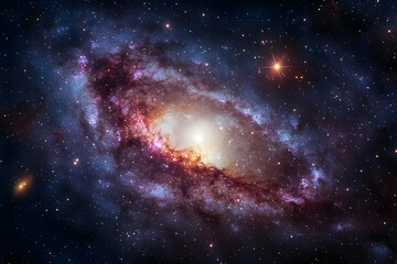 Fototapeta premium Majestic Spiral Galaxy in Deep Space: A Cosmic Tapestry of Stars and Nebulae