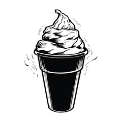 elegant illustration of black and white ice cream cone vector art