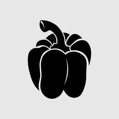 Minimalist black and white silhouette of a bell pepper. A clean and modern vector illustration, perfect for food-related branding, kitchen decor, grocery designs, and healthy lifestyle concepts