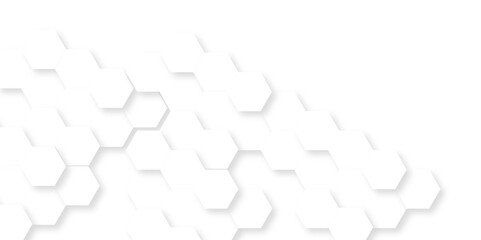 Abstract white hexagon concept background. Seamless bright white abstract honeycomb. Technology for design element vector abstract background