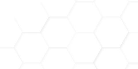 Abstract white hexagon concept background. Seamless bright white abstract honeycomb. Technology for design element vector abstract background
