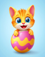 Fototapeta premium Happy Kitten in Easter Egg.