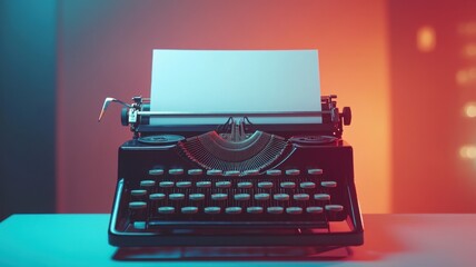 Creative writing on vintage typewriter studio setting photography retro environment close-up view artistic concept