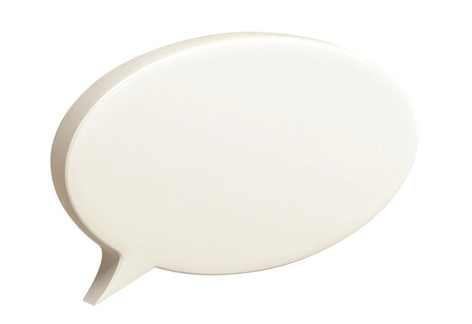 White speech bubble in oval shape, isolated on transparent cutout background