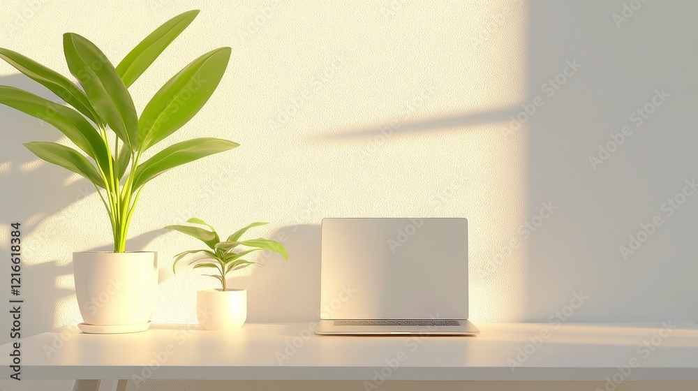Poster free space serenity, an expansive view of an open area with soft, diffused light illuminating the su