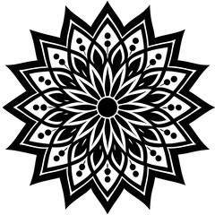 Simple mandala silhouette vector Art design, Floral mandala Illustration, ornament, flower, design, outline, template, pattern, ethnic. mandala design for invitation card, coloring book.