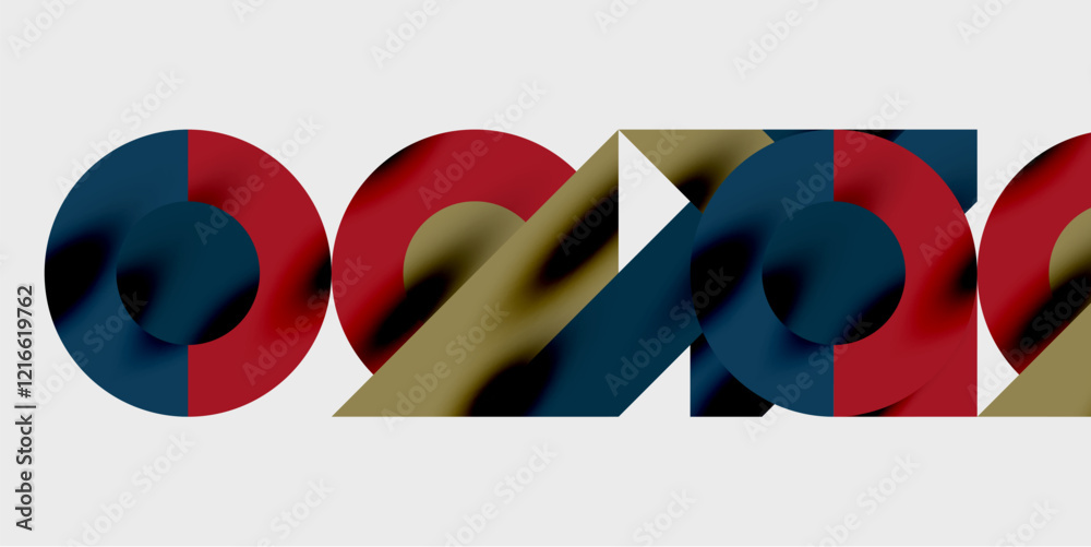 Aufkleber Modern abstract background featuring circles, lines, and triangles in a dynamic geometric composition. Perfect for stylish, tech, or creative-themed designs