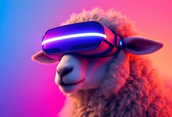 Sheep in VR: Neon Glow, Virtual Reality, Fluffy Delight