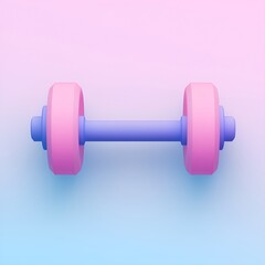 Minimalist dumbbell icon with soft glowing edges on a clean gradient background.