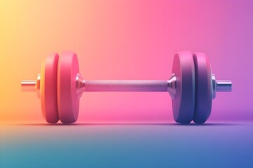 Obraz premium Minimalist dumbbell icon with soft glowing edges on a clean gradient background.