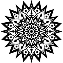 Simple mandala silhouette vector Art design, Floral mandala Illustration, ornament, flower, design, outline, template, pattern, ethnic. mandala design for invitation card, coloring book.
