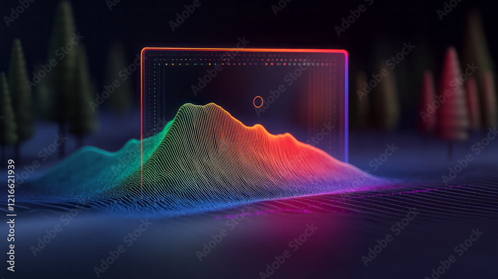 Poster a high-resolution image of a computer vision system analyzing and describing a scene for a visually 