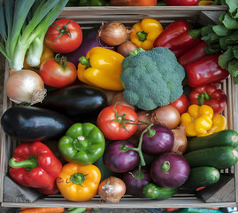 Fresh Vegetables in Crate Colorful Harvest