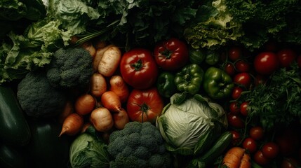 Fresh Vegetable Overhead View with Soft Lighting
