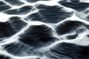 Interlocking wave patterns created with intricate contour designs in a flowing motion.