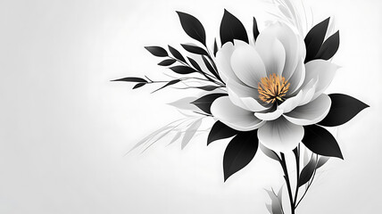 Close up of a white flowers and leaves on white background design.