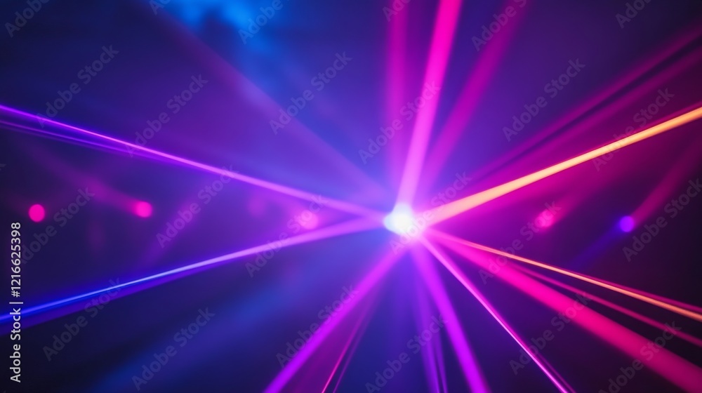 Poster vibrant colorful laser lights in motion flowing in a dynamic pattern, abstract streaming light effec