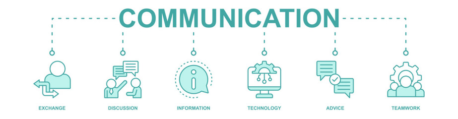 communication banner web icon vector illustration concept with icon of exchange, discussion, information, technology, advice, teamwork