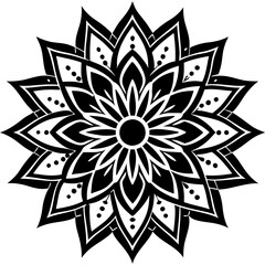 Simple mandala silhouette vector Art design, Floral mandala Illustration, ornament, flower, design, outline, template, pattern, ethnic. mandala design for invitation card, coloring book.