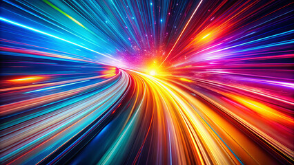 Obraz premium Vibrant light trails create intense gradient in this abstract background