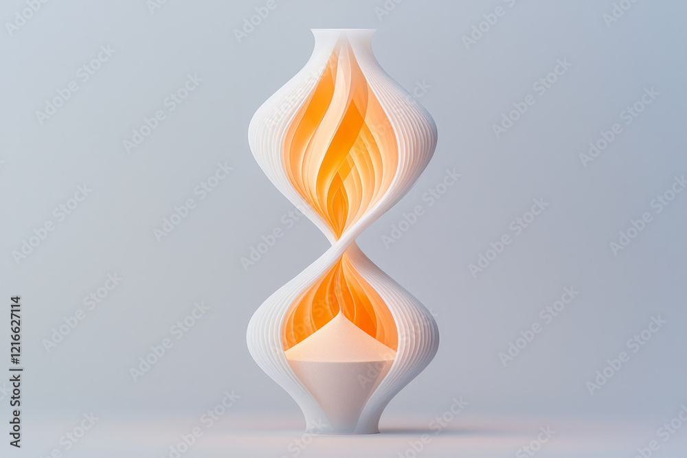 Aufkleber A minimalist a slow-moving hourglass with sand grains forming intricate patterns, representing the passage of time in thoughtful processes,
