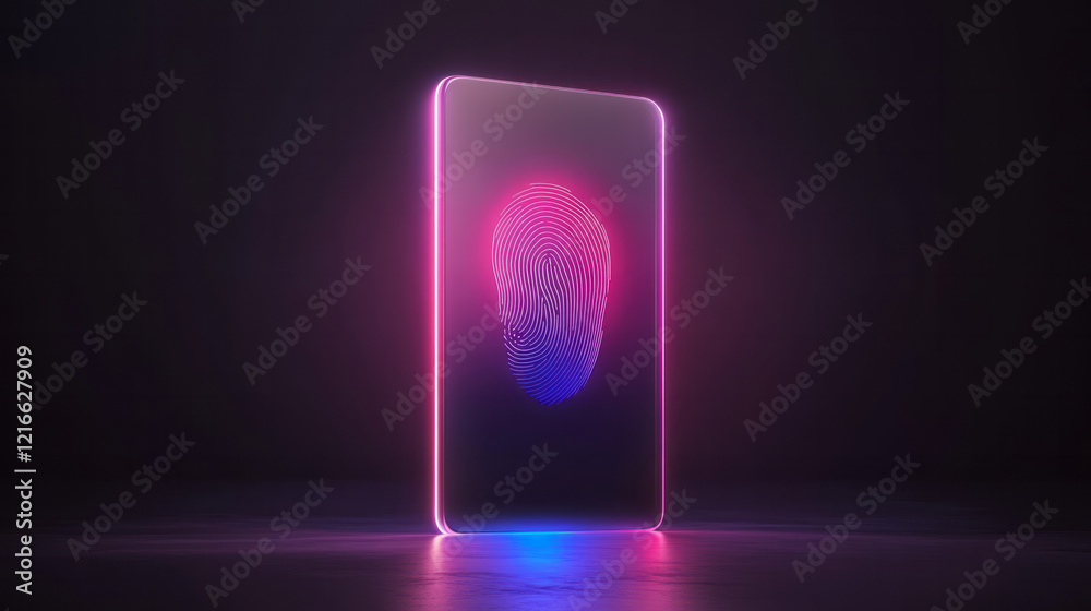 Poster an elegant illustration of a fingerprint scanner integrated into a secure door, representing biometr